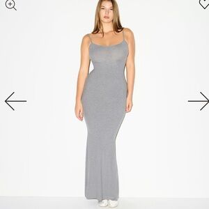 SKIMS Gray Spaghetti Strap Maxi Dress